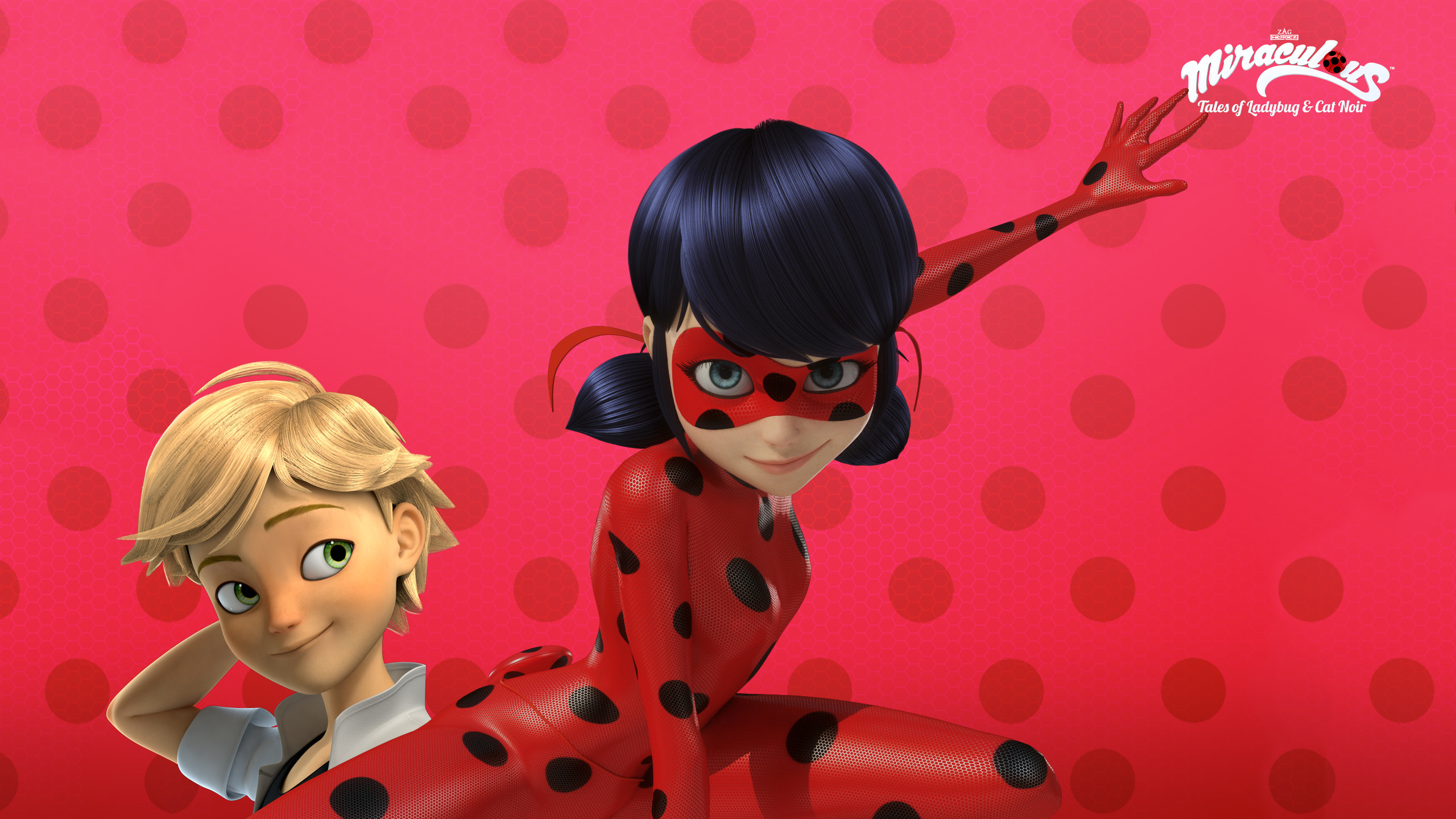 Miraculous Ladybug HD wallpaper with Ladybug and Adrian 2560x1440.