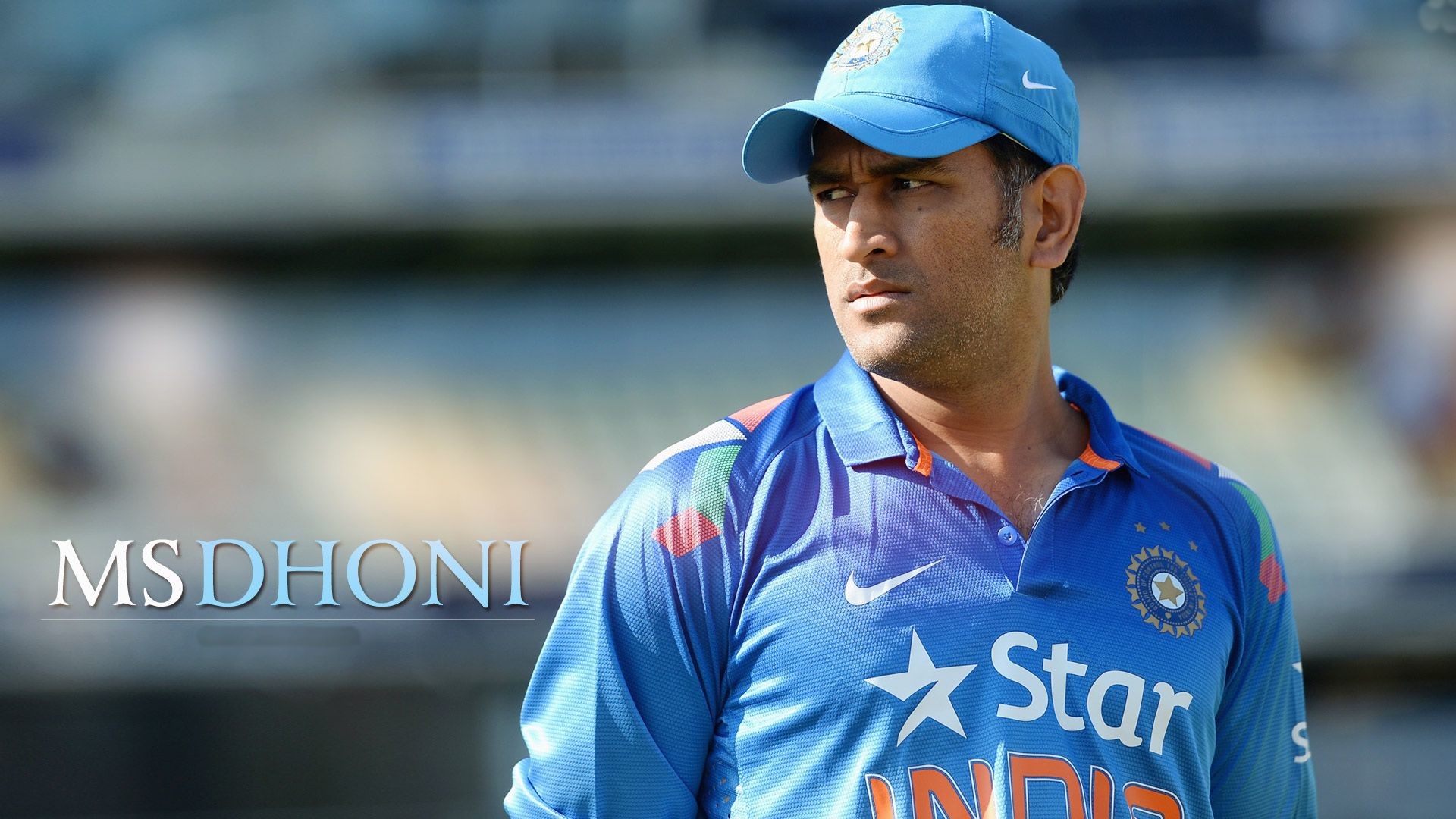 MS Dhoni Is Wearing Blue Sports Dress And Helmet Standing In Blur Audience  Background Dhoni, HD wallpaper | Peakpx
