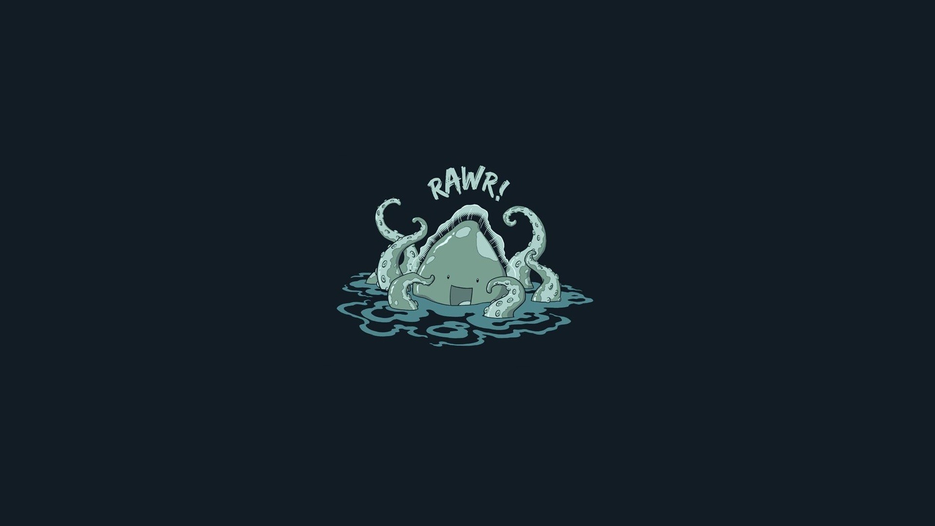 Funny Kraken Minimalistic Simple Background 1920x1080