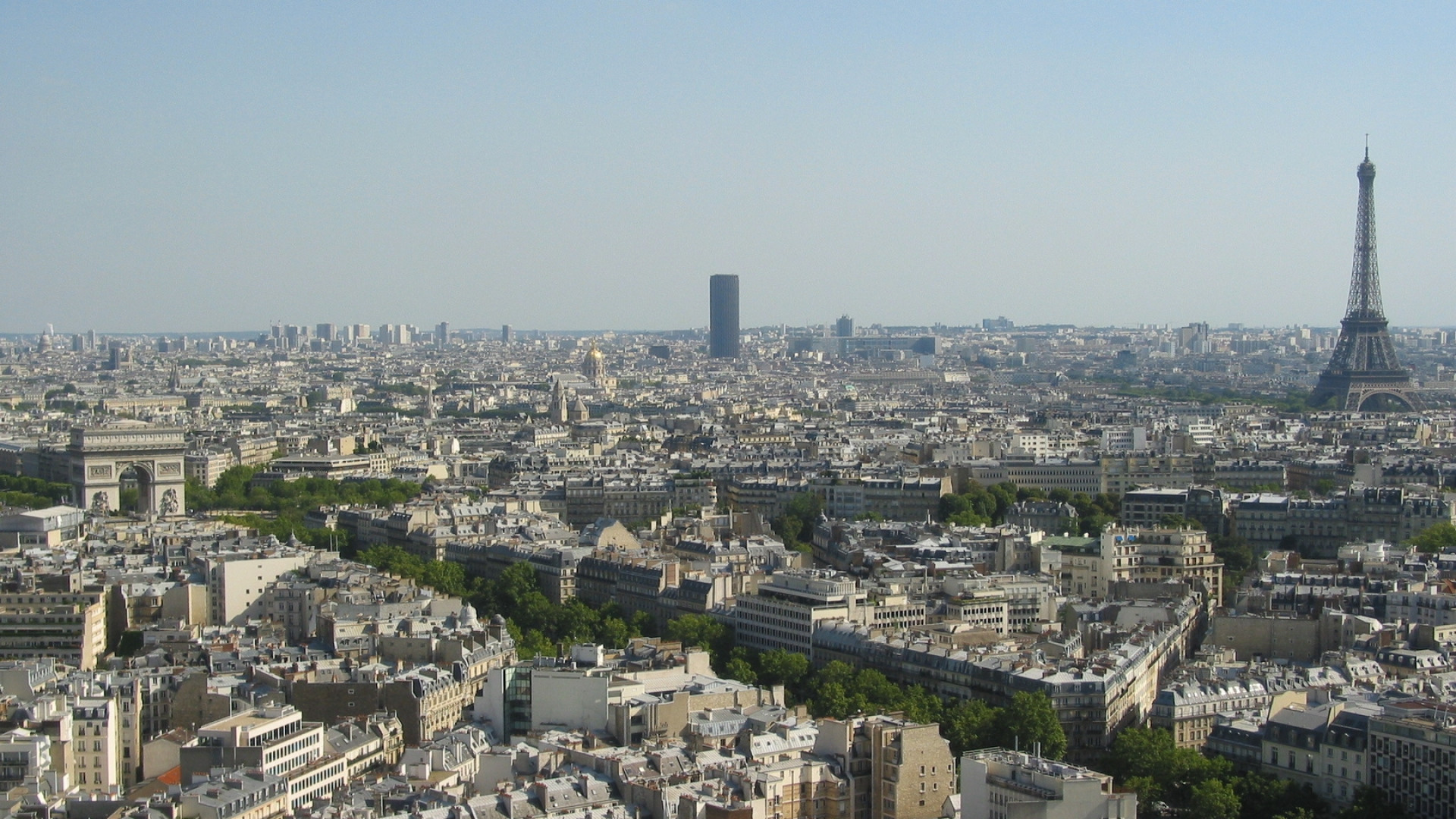 Preview wallpaper paris, eiffel tower, arc de triomphe, city 1920x1080 1920x1080