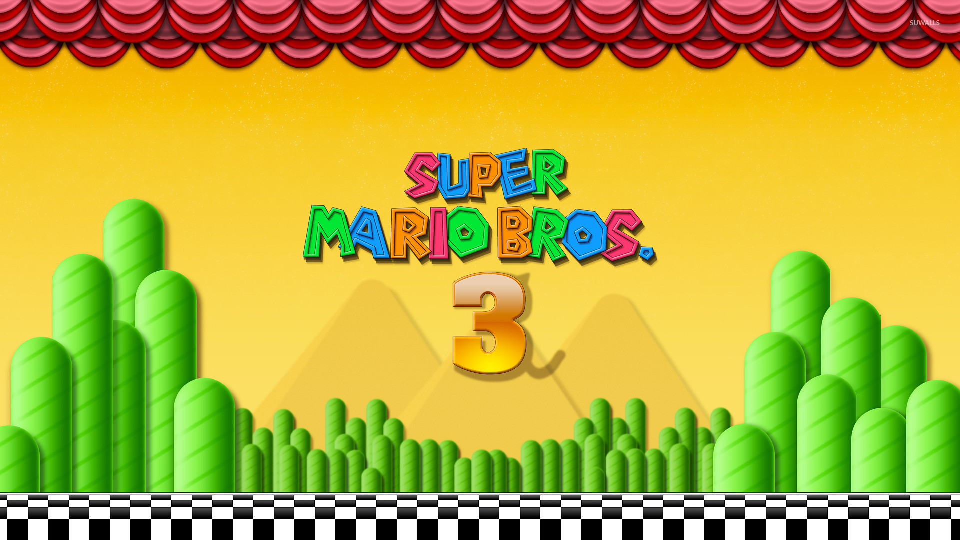 Fanmade desktop wallpaper of various level designs from Super Mario World  SNES  Super mario world Super mario Super mario games
