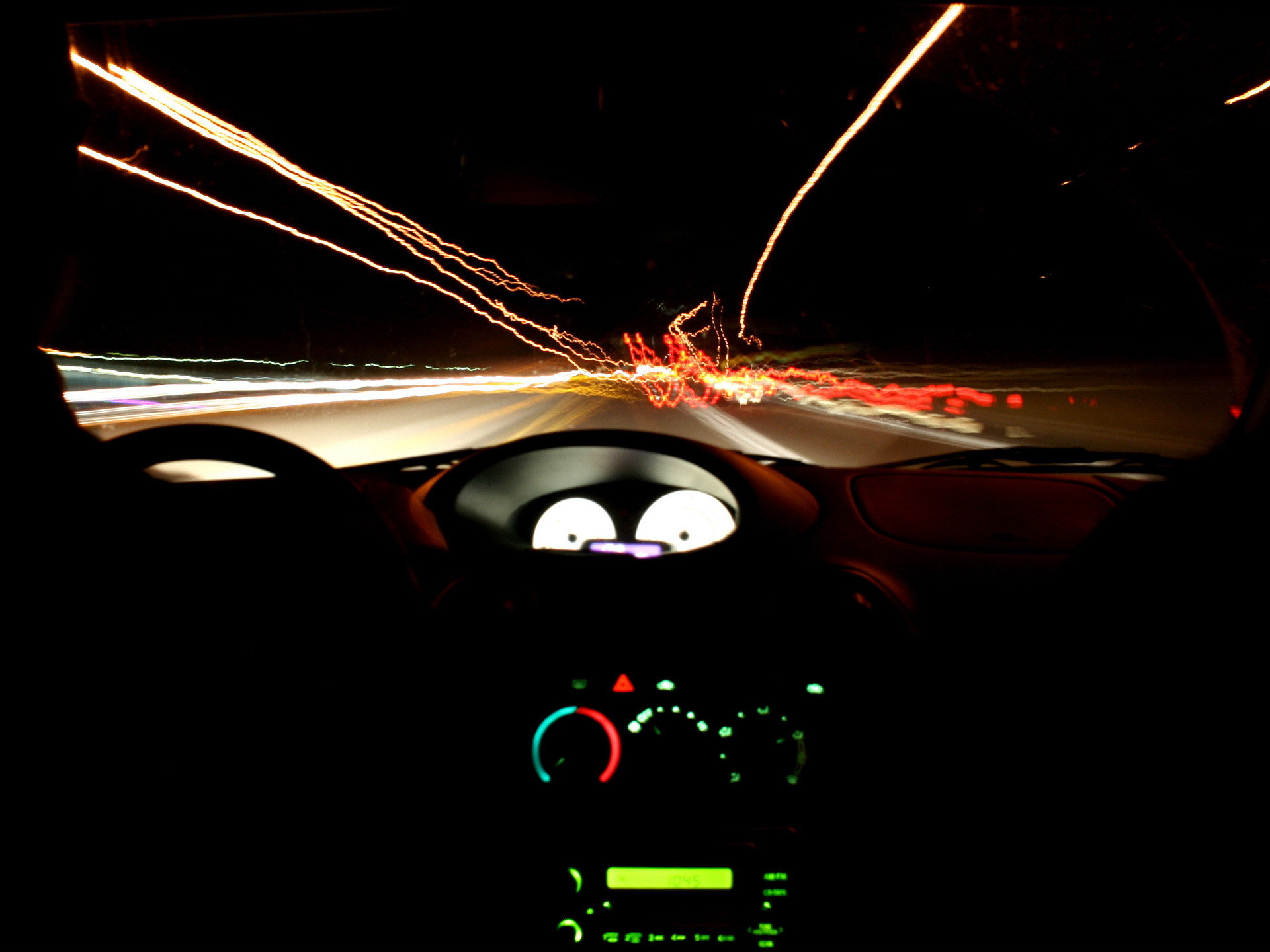 Night view from cockpit of the car 1920x1440