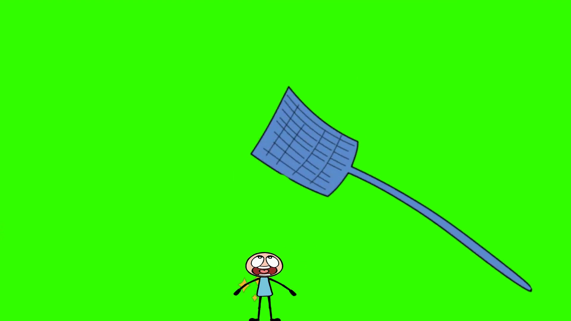 Cartoon Stick Man Smacked by Fly Swatter: Loop + Matte Motion Background - ...