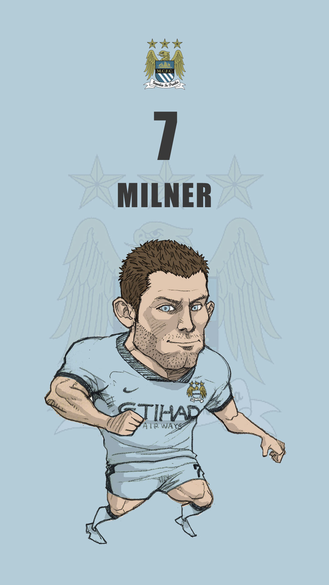 Manchester city fan art for mobile wallpaper "James Milner" 1080x1920